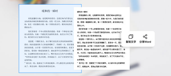 OCR識別,圖片轉word,亦可複製文字內容,一鍵分享